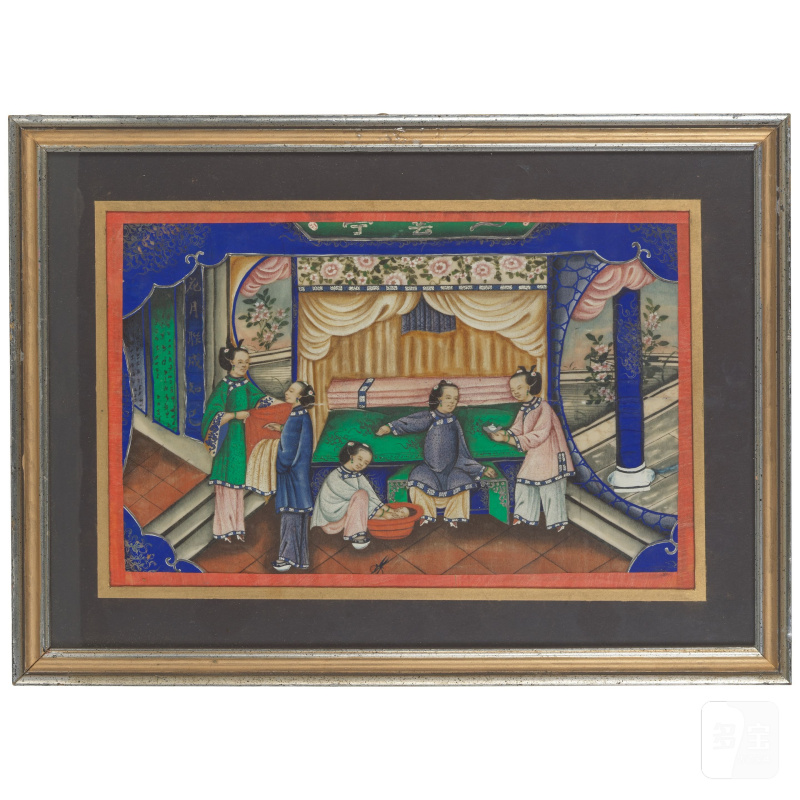 中國畫家 十八/十九世紀 人物園景圖一組八幅 水粉紙本 鏡框 | CHINESE ARTISTS (18TH/19TH CENTURY) - 图7